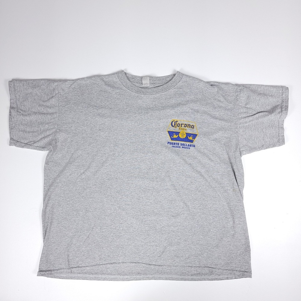 Vintage Corona Extra Puerto Vallarta Mexico‎ T-Shirt Gray Large Graphic 90s Beer
